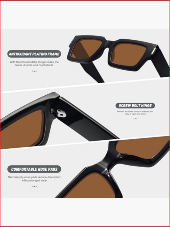 Chunky Square Retro Sunglasses UV400 Protection Unisex main image 5